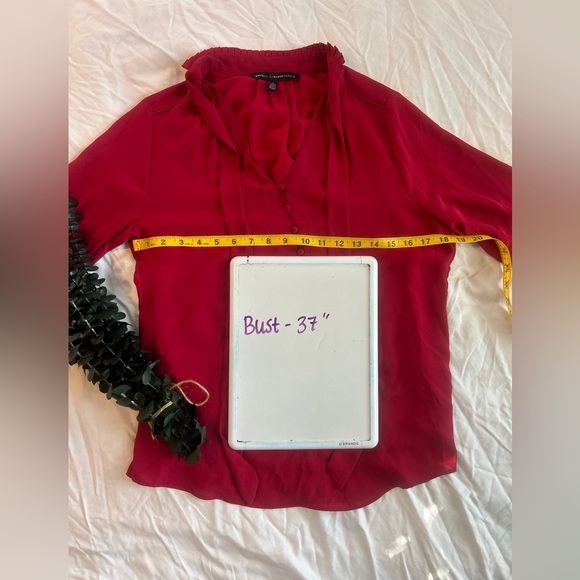 White House Black Market Red Tie-Neck Blouse Sz 6 | Holiday Elegance Top - Picture 12 of 15